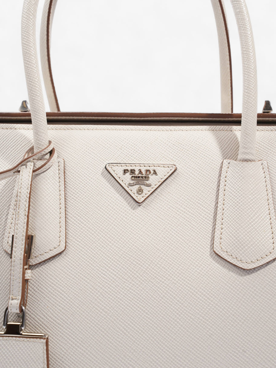 Turnlock Twin Tote Cream Saffiano Leather Image 3