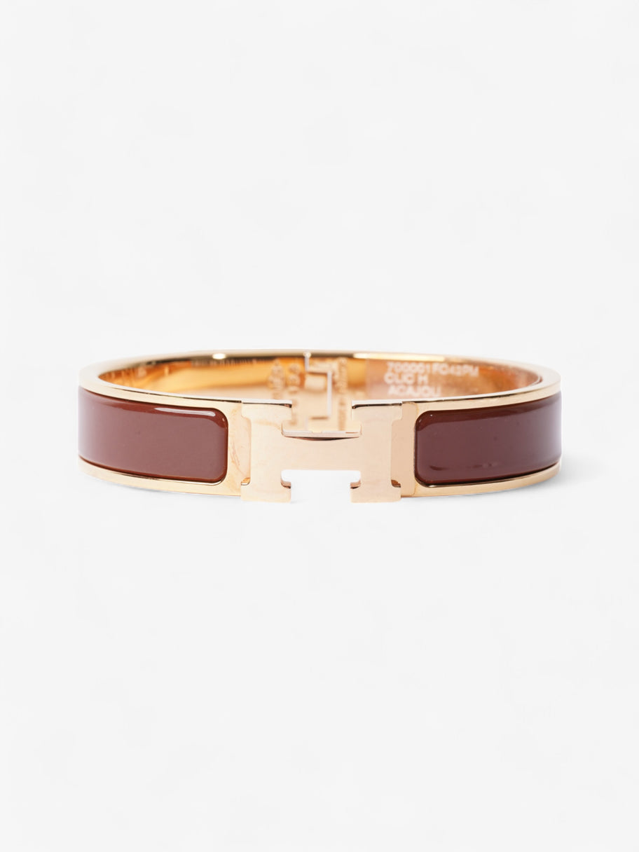 Hermes Clic H Burgundy / Gold Enamel PM Image 1