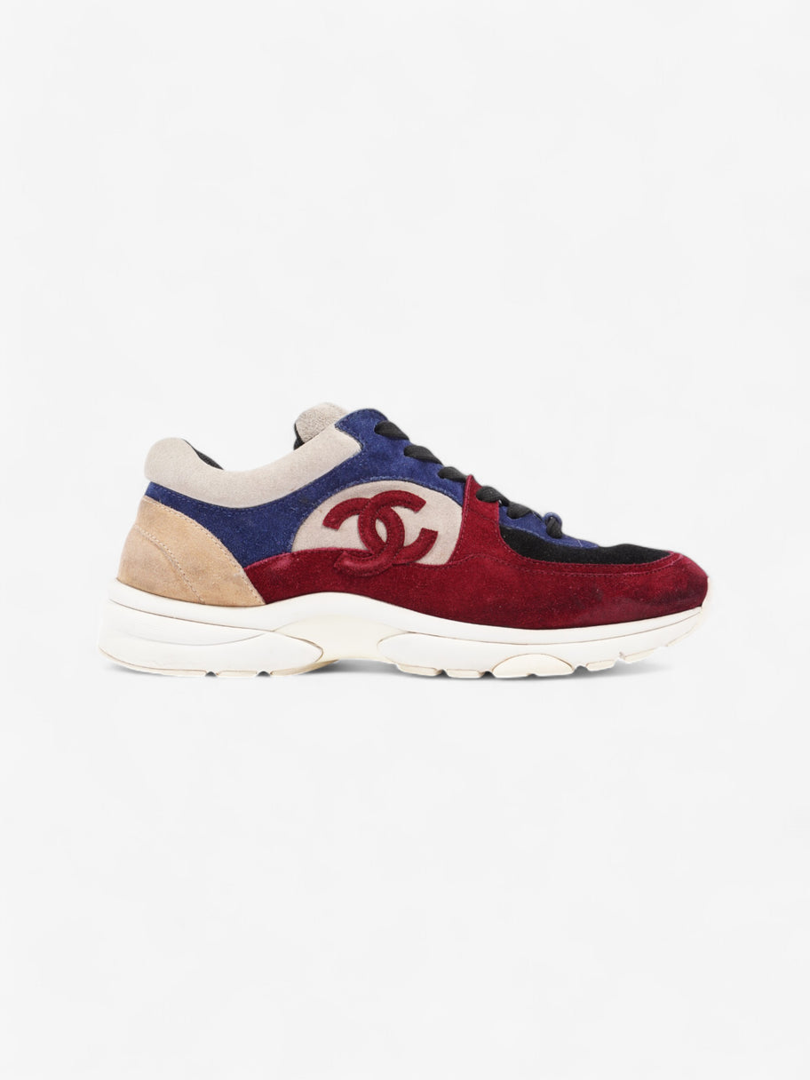 Chanel CC Logo Sneakers Maroon  / Black / Beige Suede EU 41 UK 8.5 Image 1