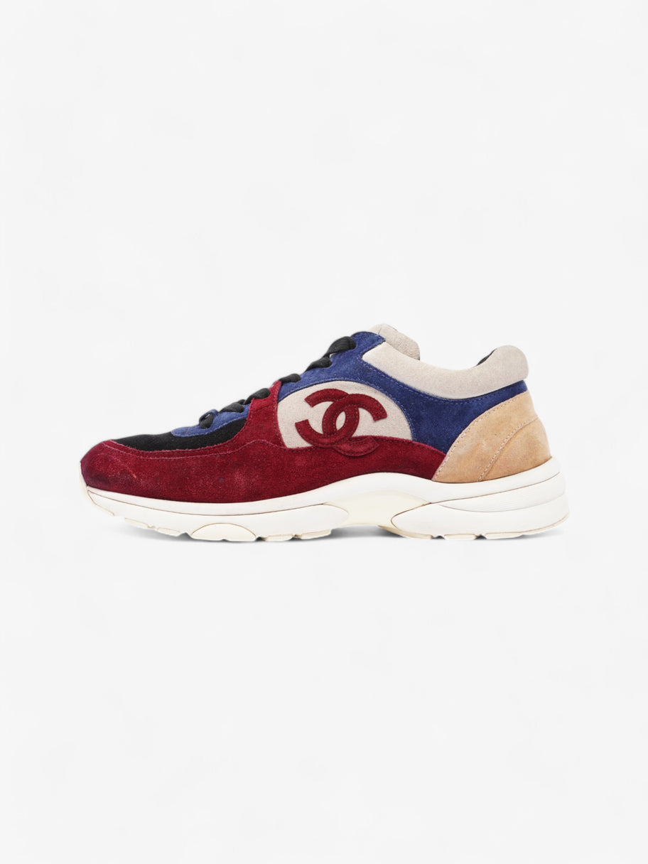 Chanel CC Logo Sneakers Maroon  / Black / Beige Suede EU 41 UK 8.5 Image 5