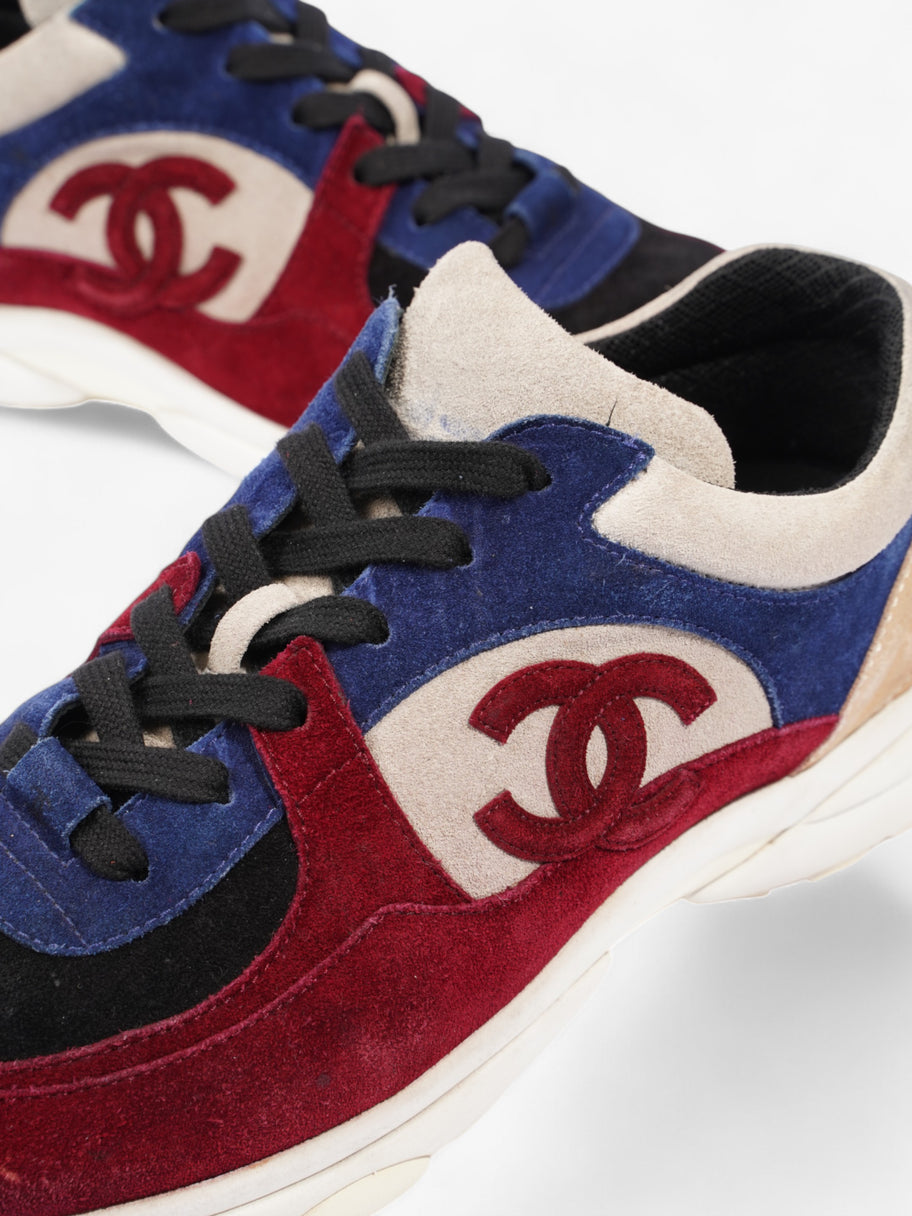 Chanel CC Logo Sneakers Maroon  / Black / Beige Suede EU 41 UK 8.5 Image 9