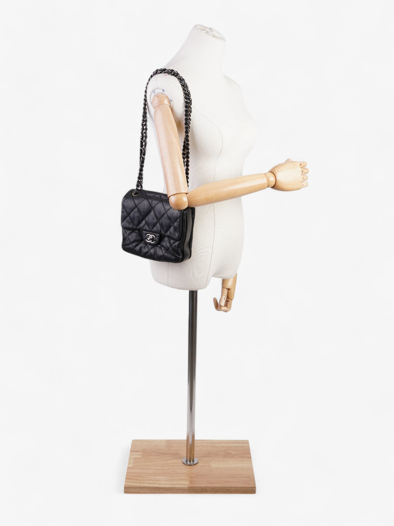  Chanel Classic Square Flap Black Lambskin Leather Mini