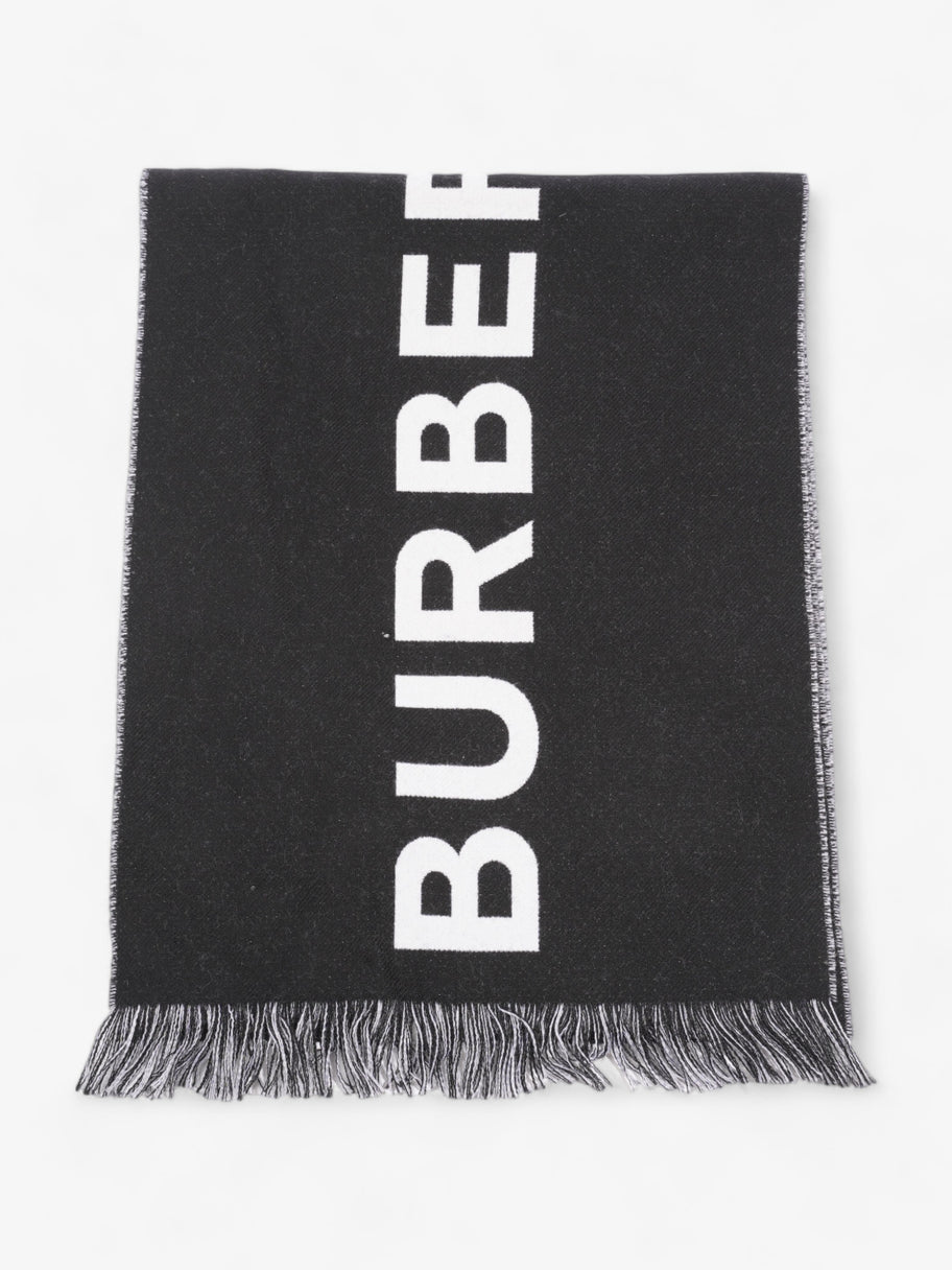 Logo Scarf Black / White Wool Image 2