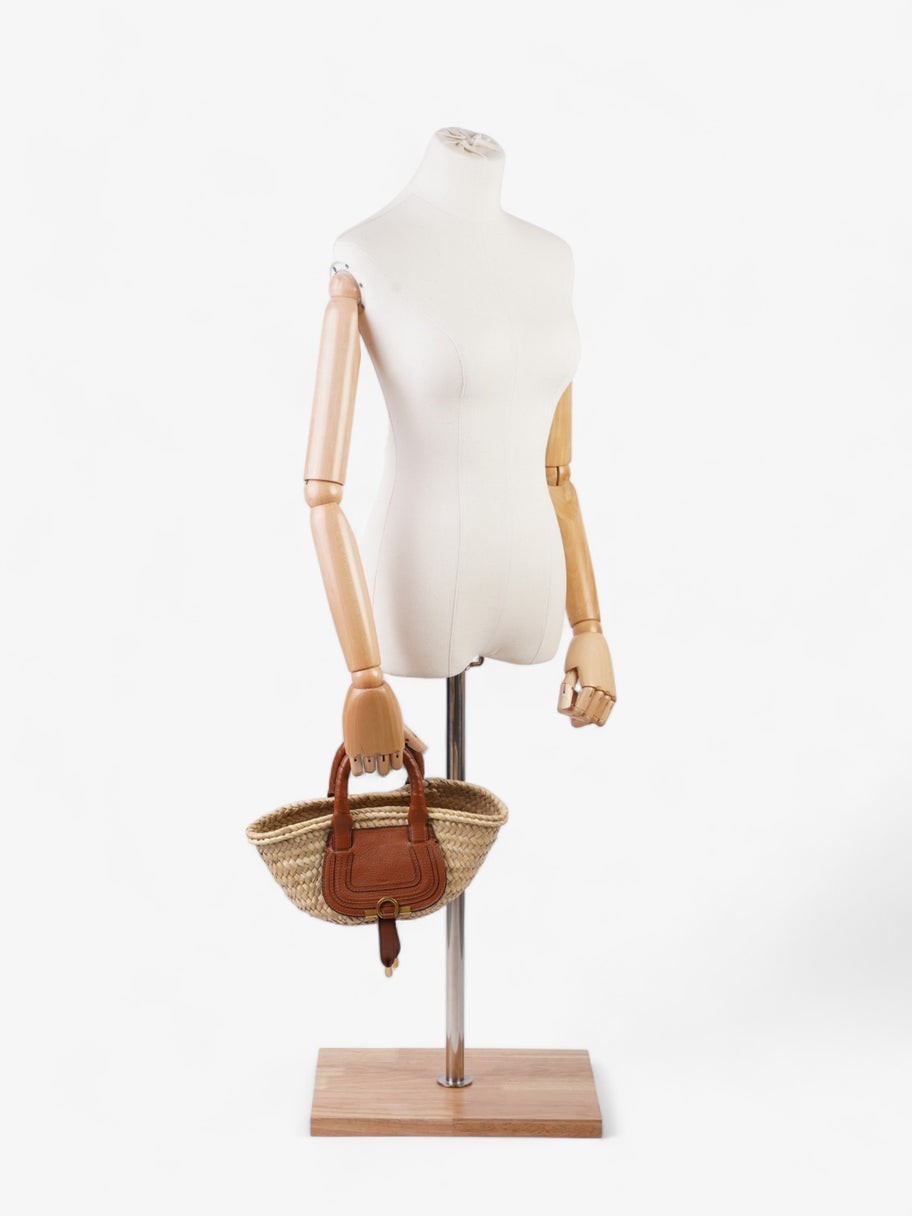 Chloe Marcie Basket Natural / Brown Leather Raffia Mini Image 2