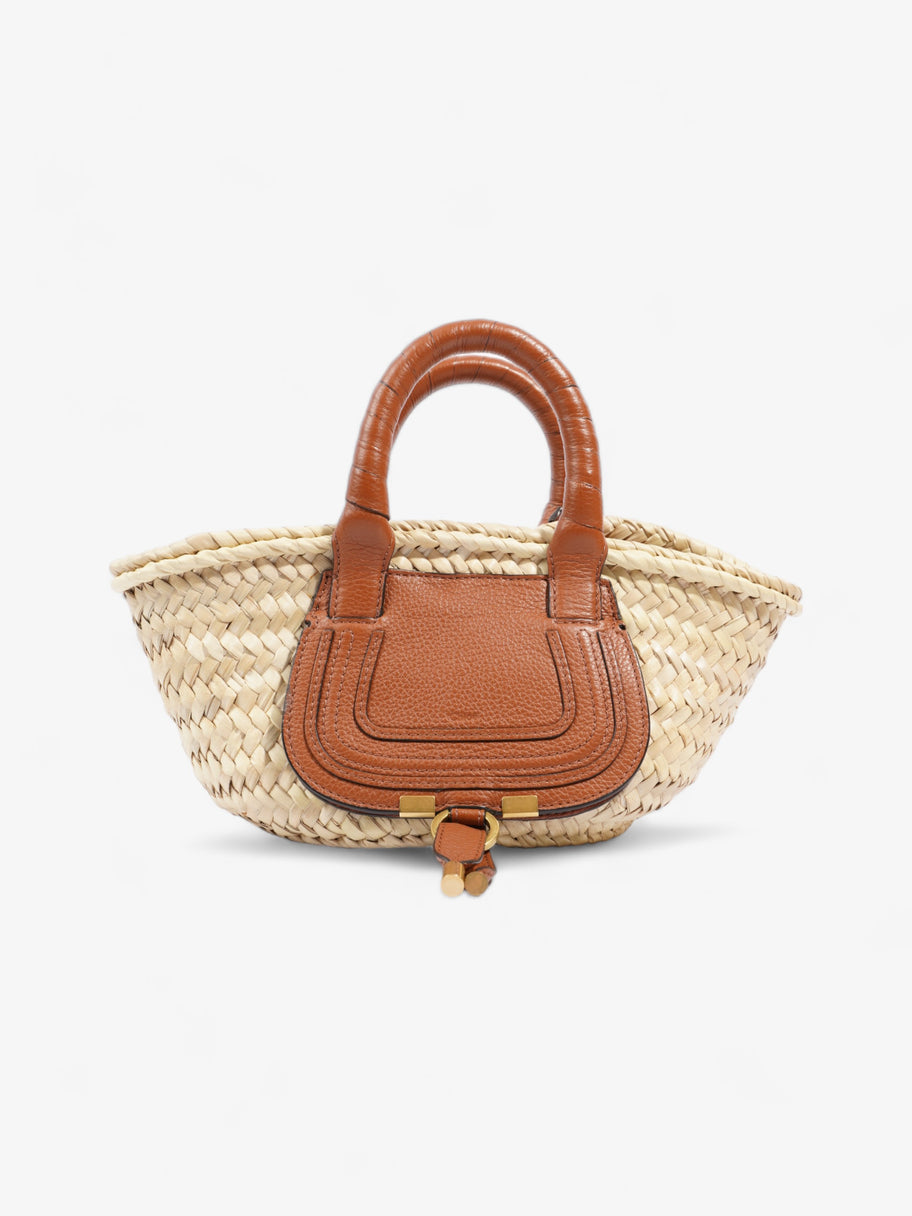 Chloe Marcie Basket Natural / Brown Leather Raffia Mini Image 1