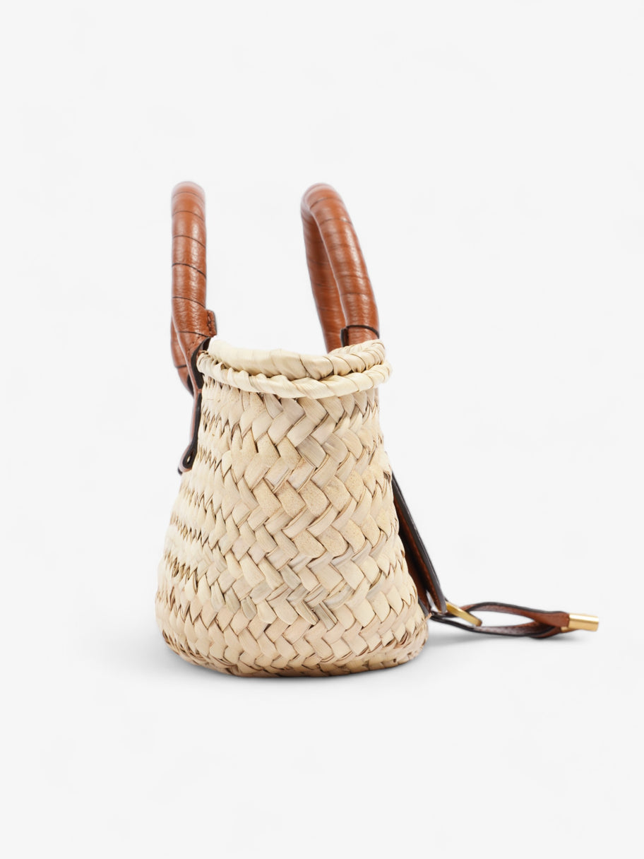 Chloe Marcie Basket Natural / Brown Leather Raffia Mini Image 5