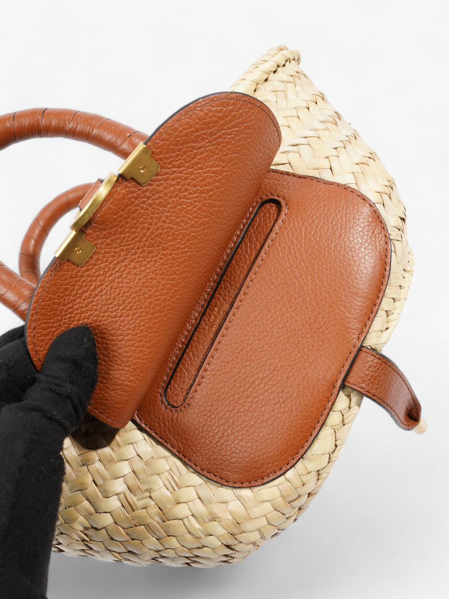 Chloe Marcie Basket Natural / Brown Leather Raffia Mini Image 8