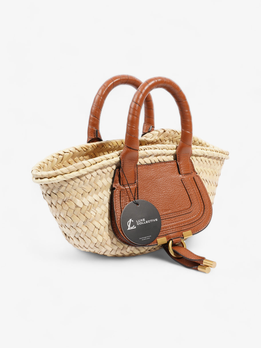 Chloe Marcie Basket Natural / Brown Leather Raffia Mini Image 9