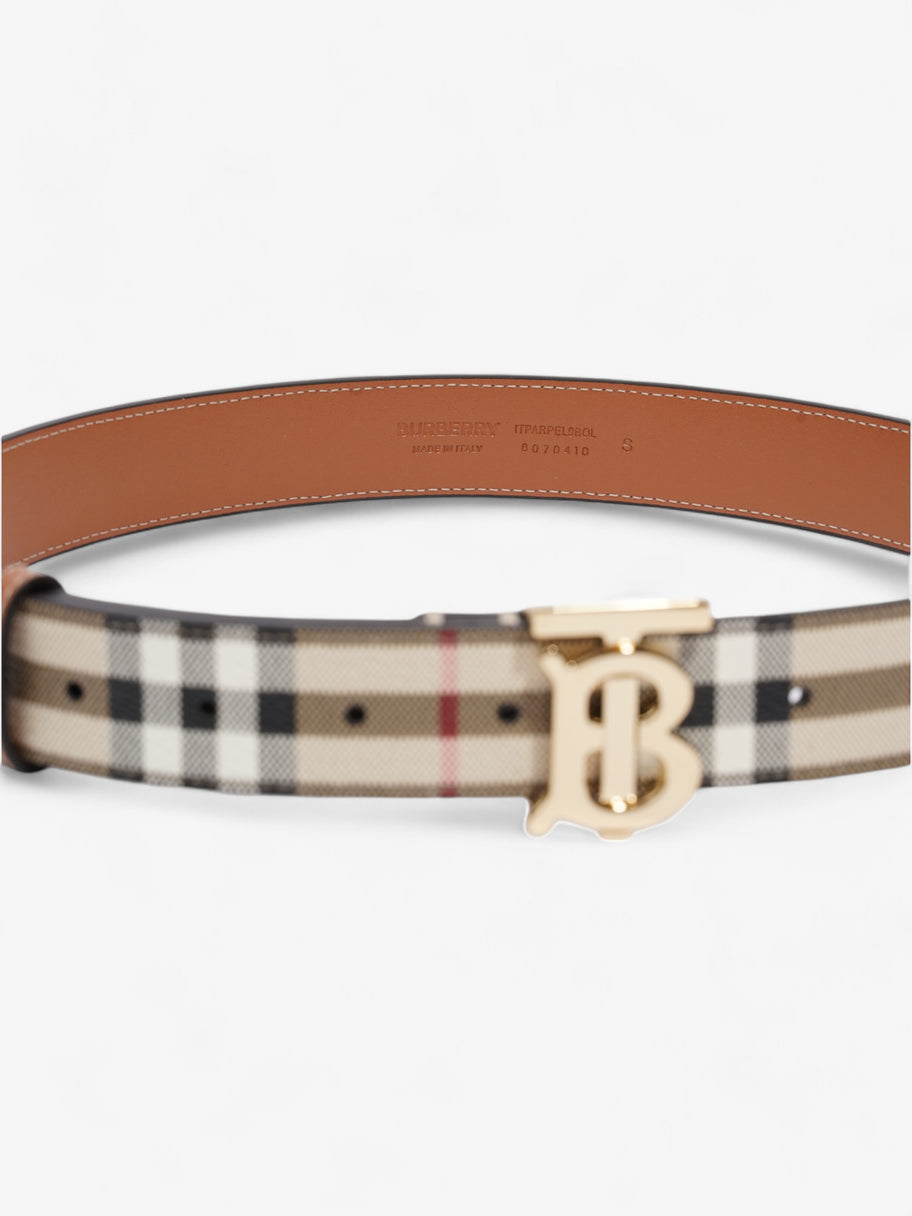 Burberry TB Belt Vintage Check / Light Gold Canvas Small - 87.5cm Image 4