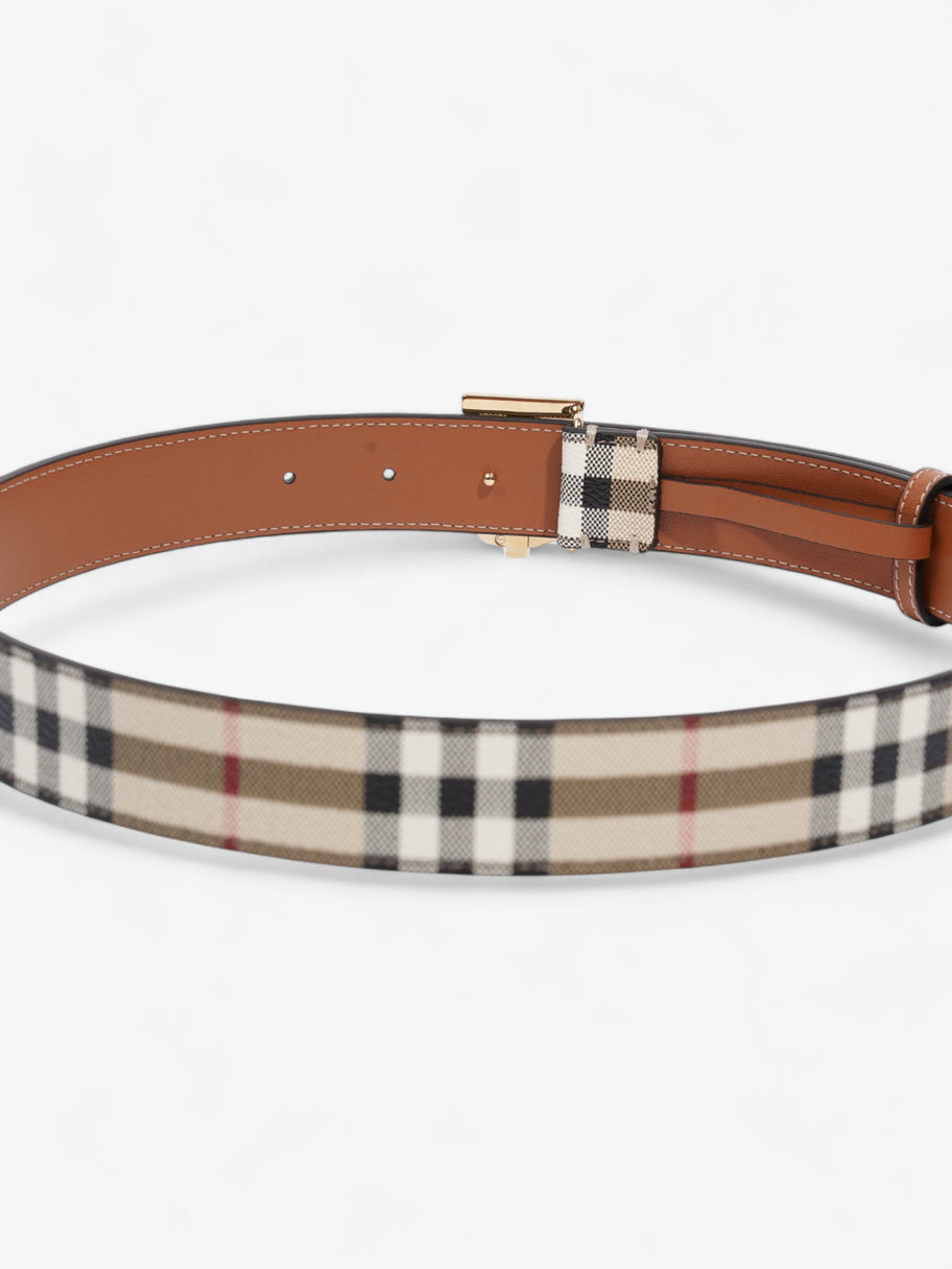 Burberry TB Belt Vintage Check / Light Gold Canvas Small - 87.5cm Image 6