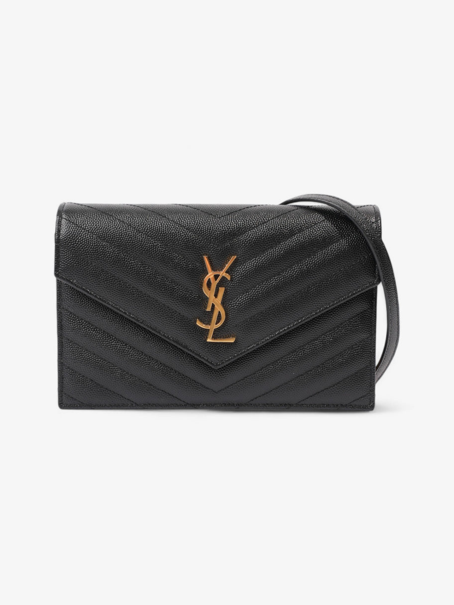 Saint Laurent Envelope Chain Wallet Black Grained Leather Image 1