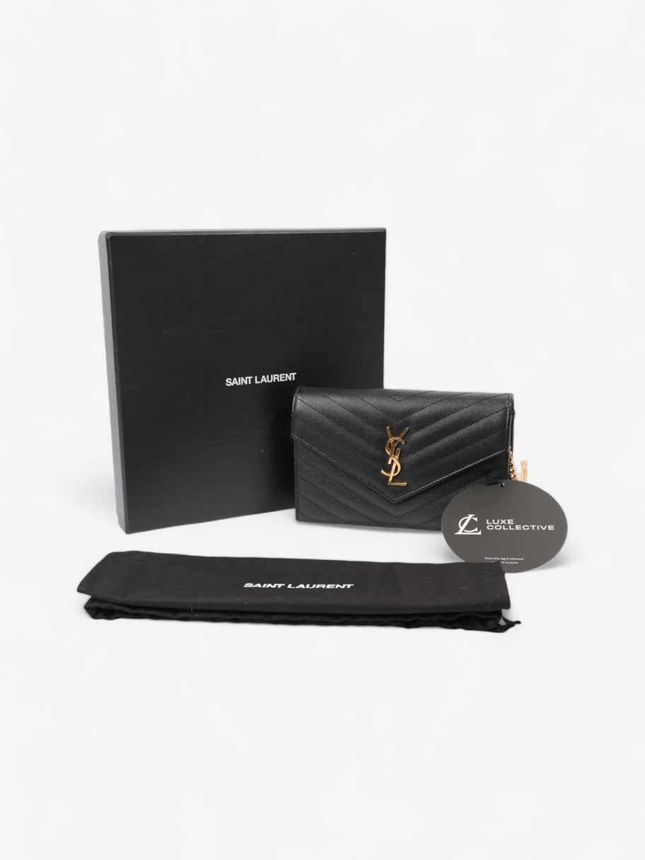 Saint Laurent Envelope Chain Wallet Black Grained Leather Image 10