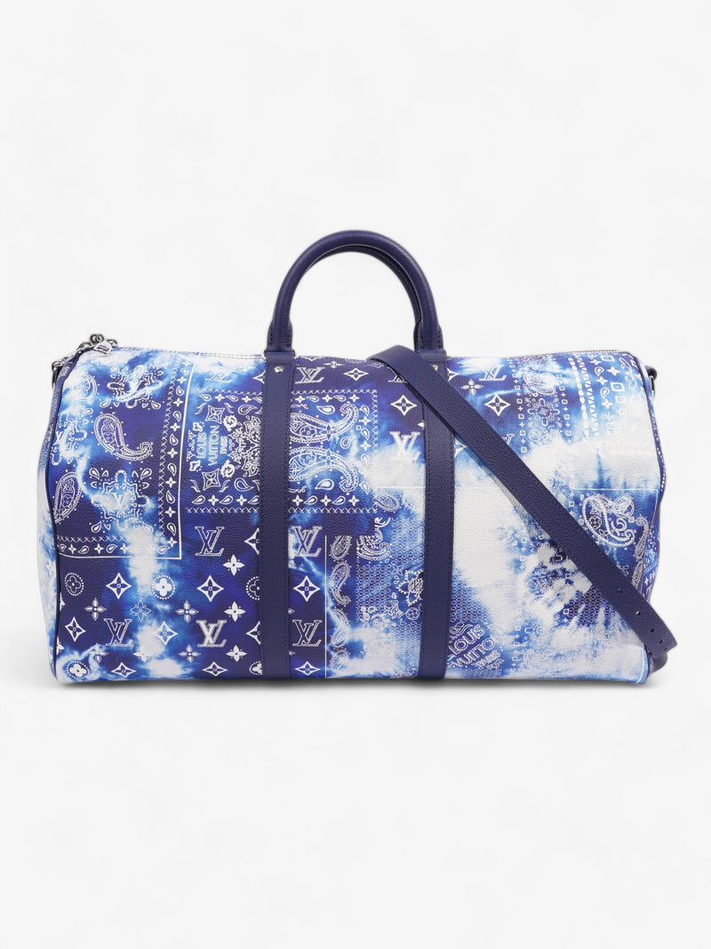  Louis Vuitton Limited Edition Bandana Keepall 50 Blue / White Leather