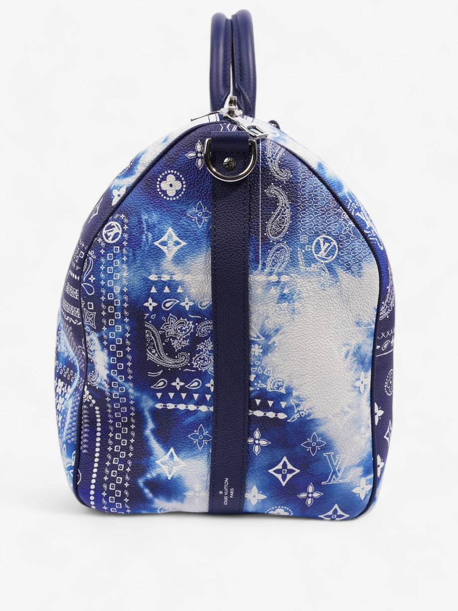 Louis Vuitton Limited Edition Bandana Keepall 50 Blue / White Leather Image 4