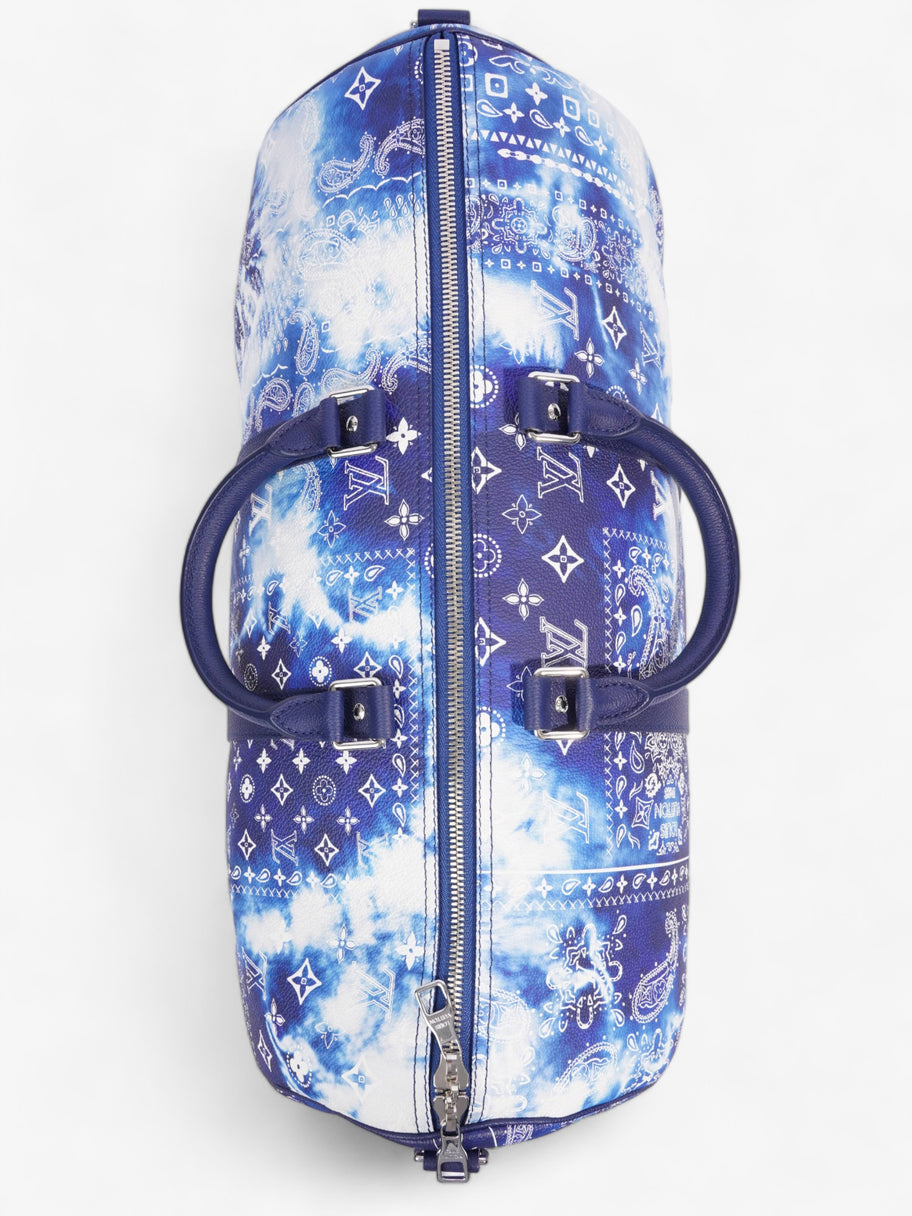 Louis Vuitton Limited Edition Bandana Keepall 50 Blue / White Leather Image 6