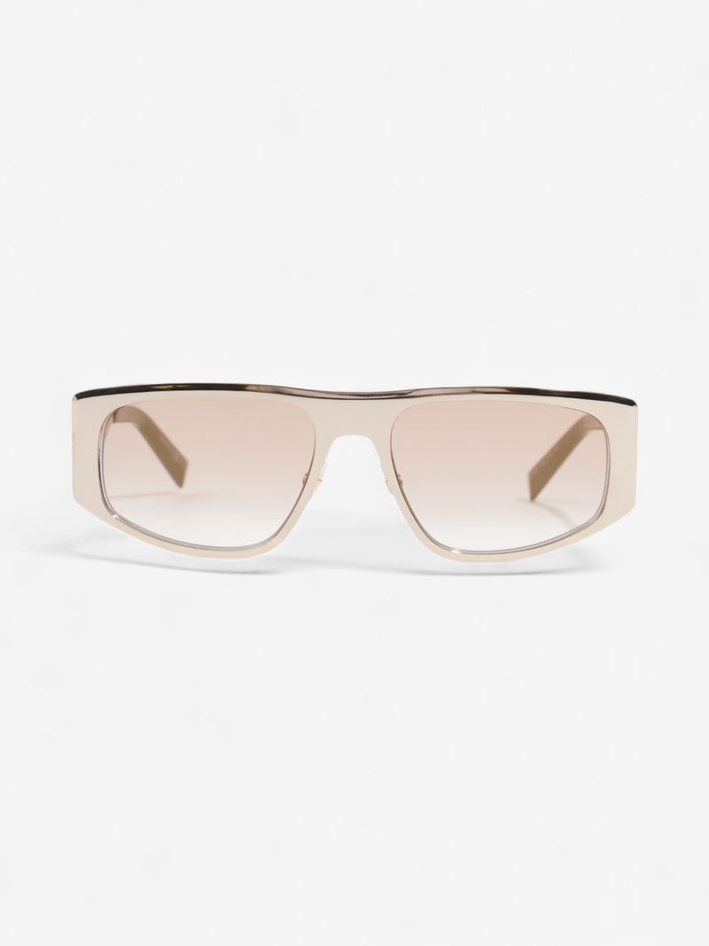  Givenchy Mirrored Logo Cat Eye Sunglasses Gold / Black Acetate 145mm