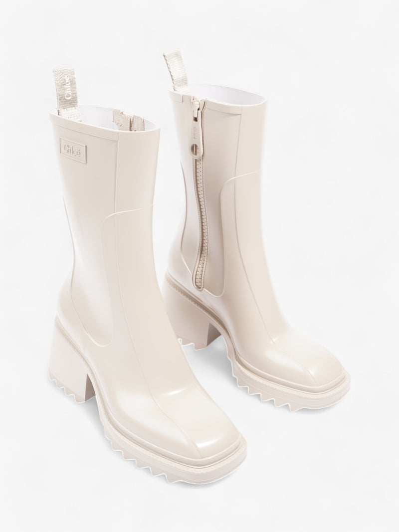  Chloe Betty Rainboots 45mm Beige Rubber EU 38 UK 5