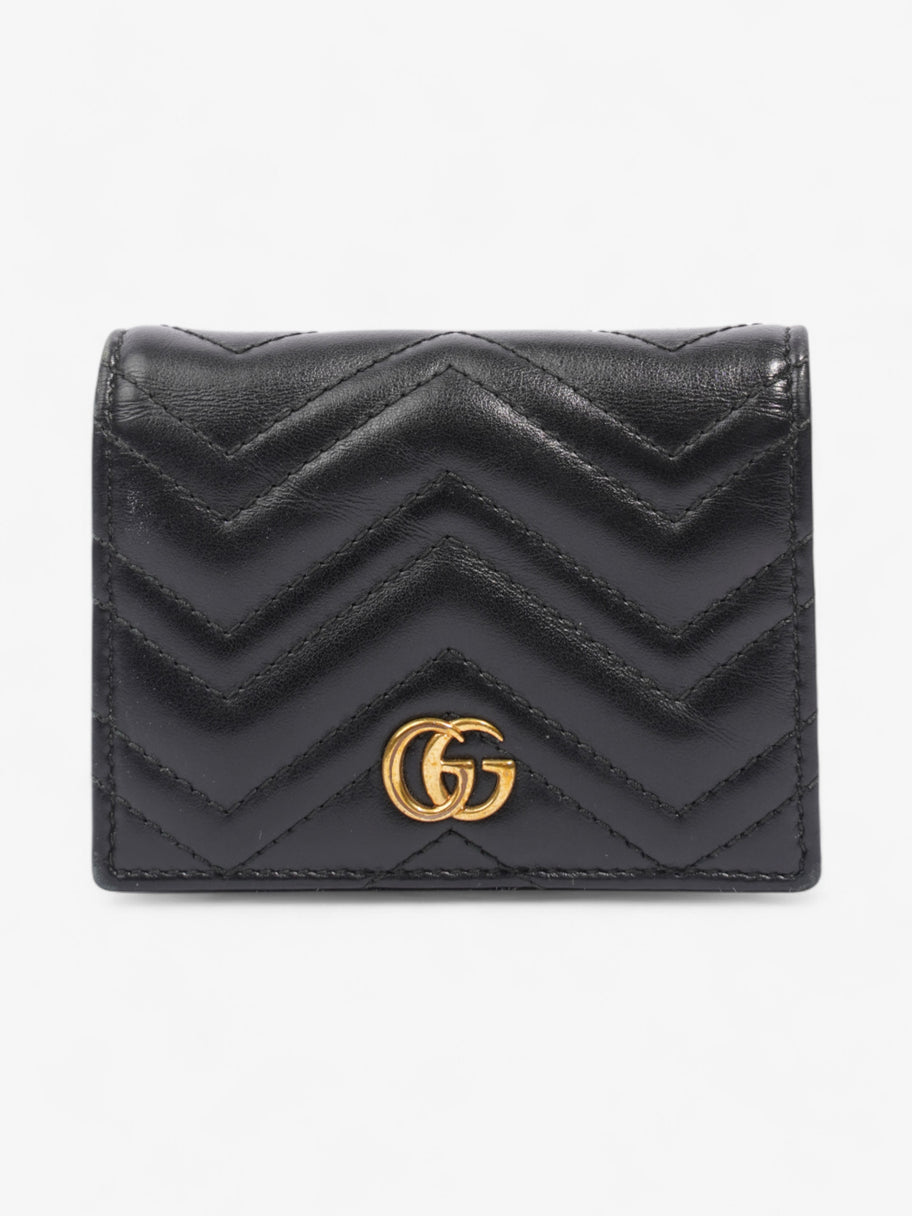 Gucci GG Marmont Card Case Wallet Black / Gold Matelasse Leather Image 1