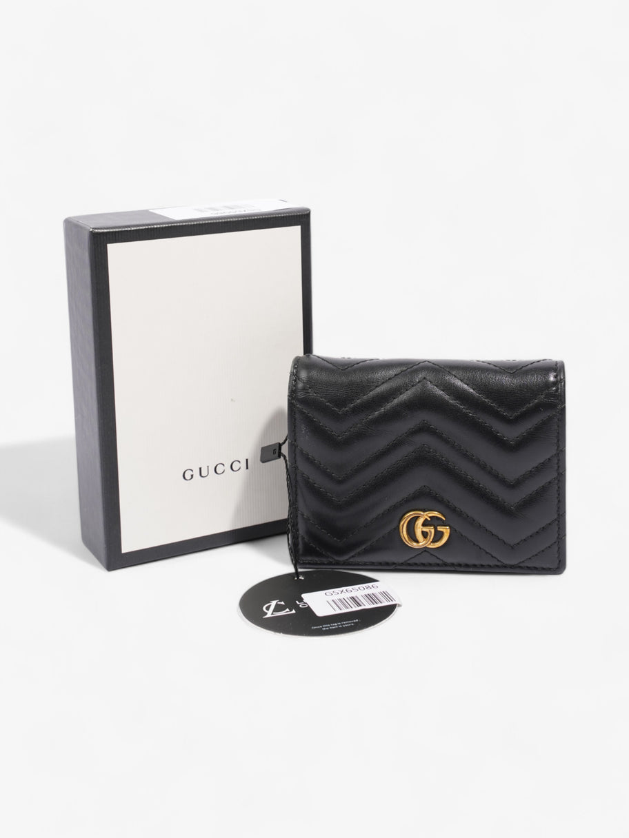 Gucci GG Marmont Card Case Wallet Black / Gold Matelasse Leather Image 8