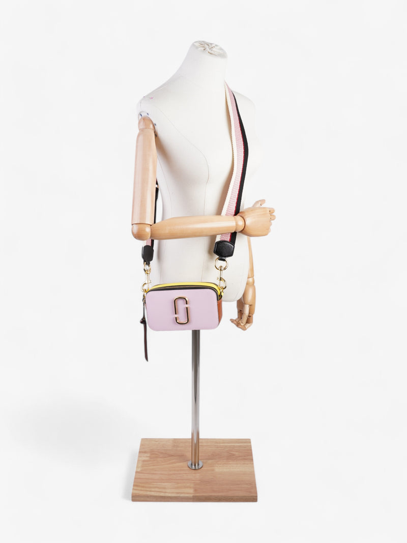  Marc Jacobs The Snapshot Bag Light Pink / Yellow / Brown Leather