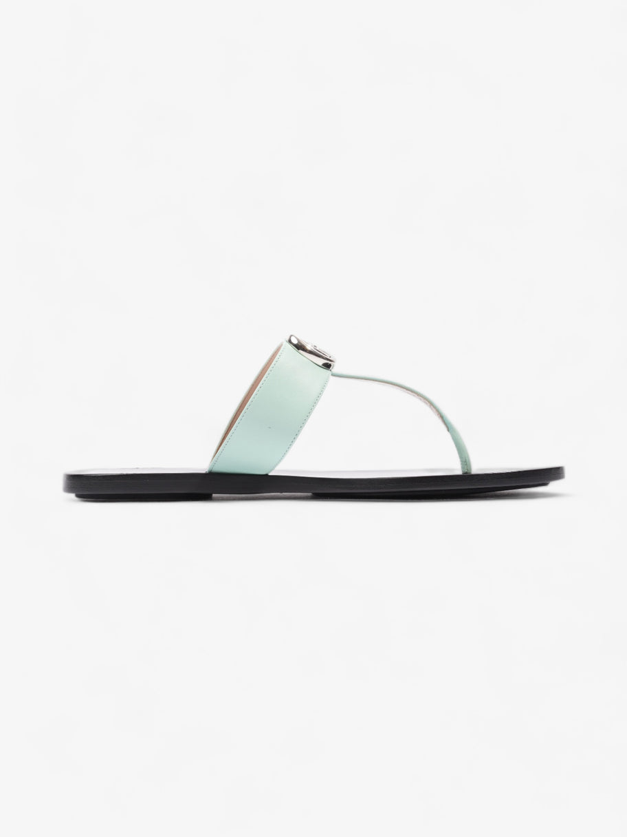 Gucci GG Marmont Thong Sandals Turquoise  / Black Calfskin Leather EU 39.5 UK 6.5 Image 4