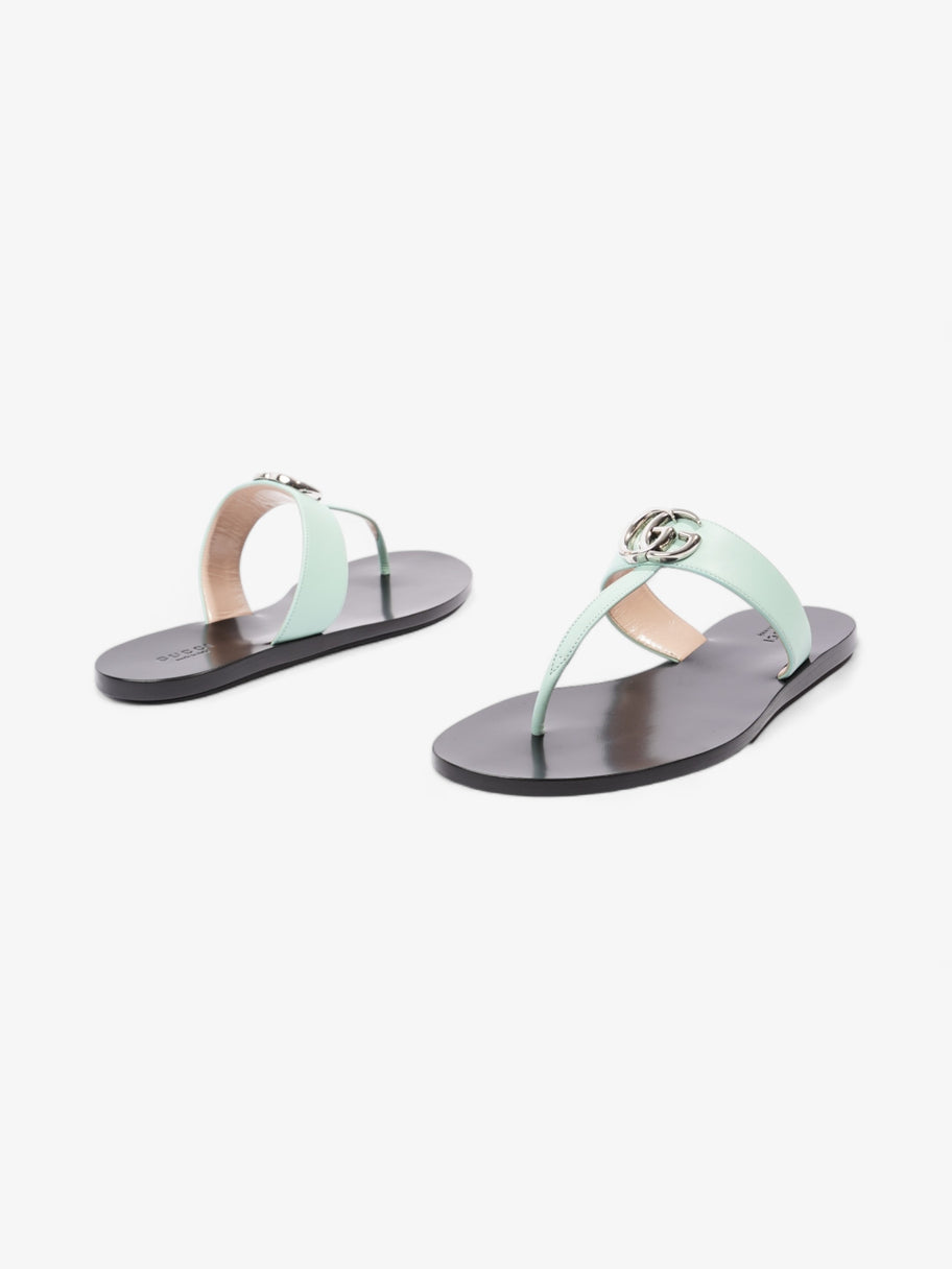 Gucci GG Marmont Thong Sandals Turquoise  / Black Calfskin Leather EU 39.5 UK 6.5 Image 9