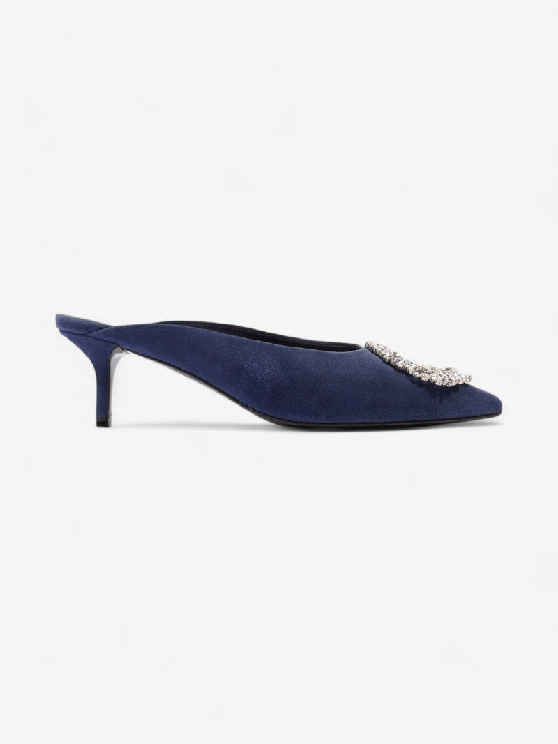  Louis Vuitton Crystal Embellished Madeleine Mules 60 Blue Velvet EU 37.5 UK 4.5