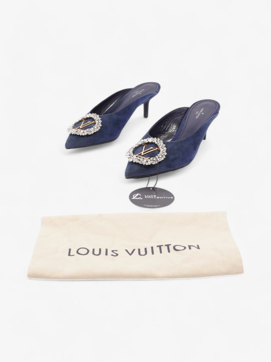 Louis Vuitton Crystal Embellished Madeleine Mules 60 Blue Velvet EU 37.5 UK 4.5 Image 11