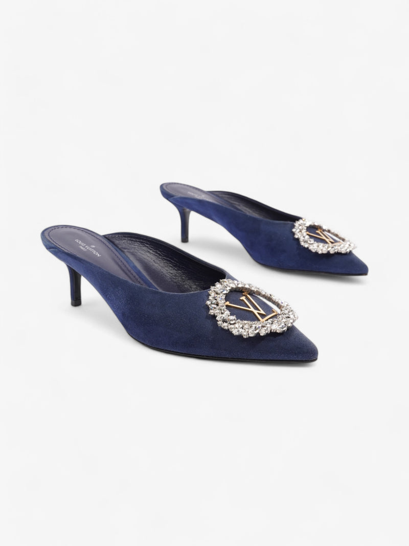  Louis Vuitton Crystal Embellished Madeleine Mules 60 Blue Velvet EU 37.5 UK 4.5