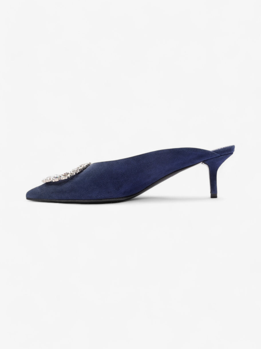 Louis Vuitton Crystal Embellished Madeleine Mules 60 Blue Velvet EU 37.5 UK 4.5 Image 3