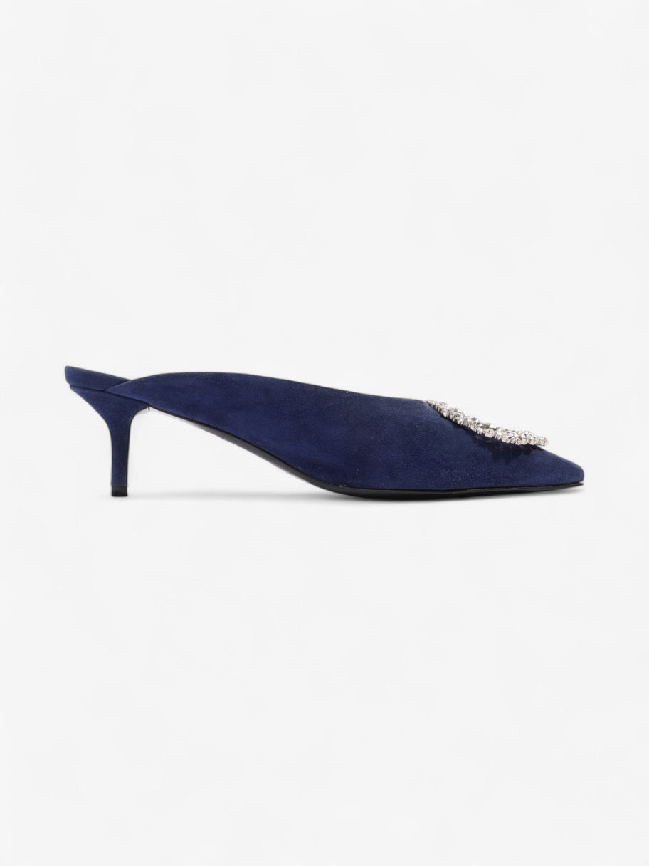 Louis Vuitton Crystal Embellished Madeleine Mules 60 Blue Velvet EU 37.5 UK 4.5 Image 4