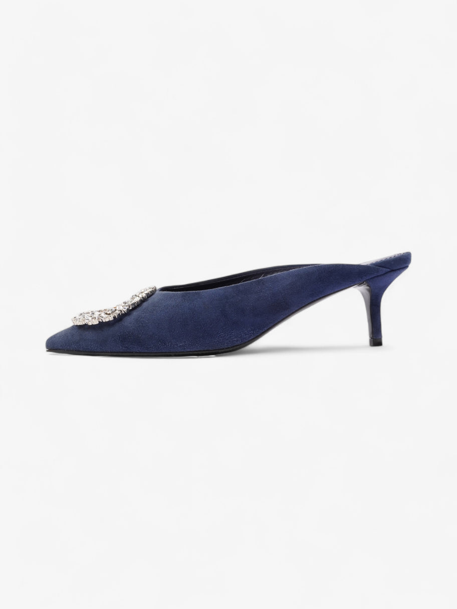 Louis Vuitton Crystal Embellished Madeleine Mules 60 Blue Velvet EU 37.5 UK 4.5 Image 5