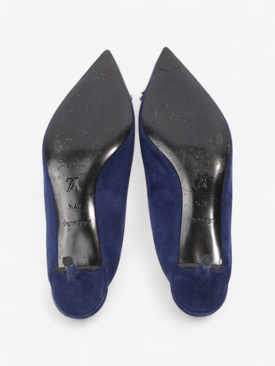 Louis Vuitton Crystal Embellished Madeleine Mules 60 Blue Velvet EU 37.5 UK 4.5 Image 7