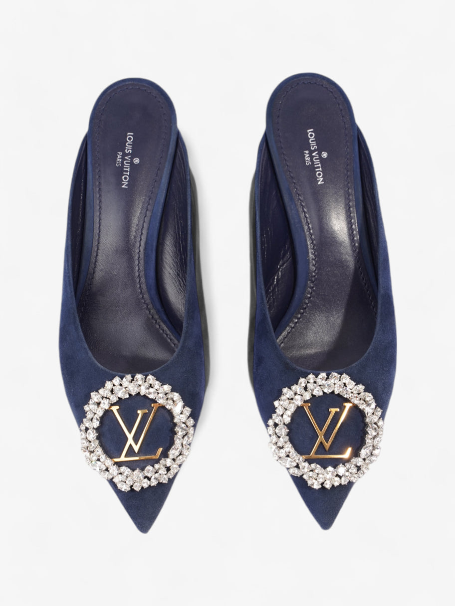 Louis Vuitton Crystal Embellished Madeleine Mules 60 Blue Velvet EU 37.5 UK 4.5 Image 8