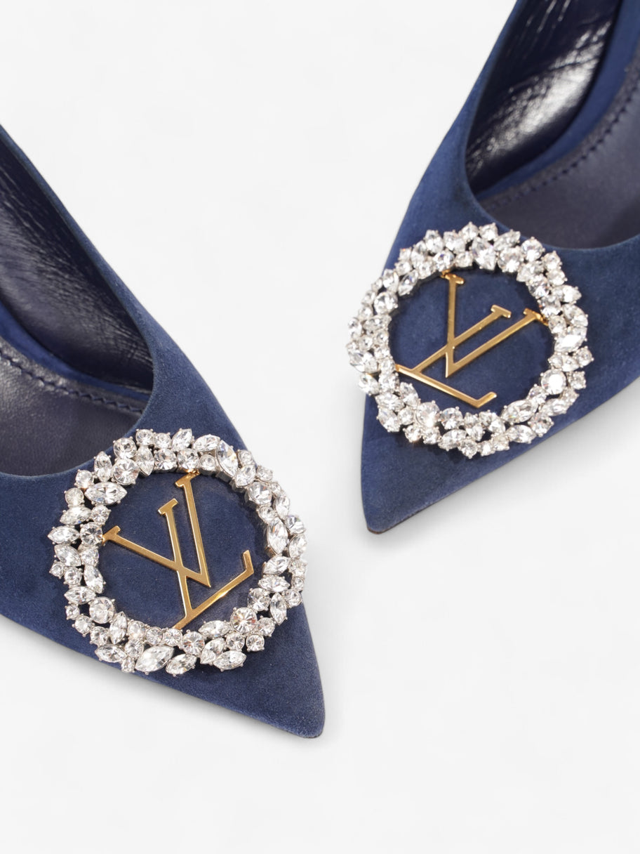 Louis Vuitton Crystal Embellished Madeleine Mules 60 Blue Velvet EU 37.5 UK 4.5 Image 9