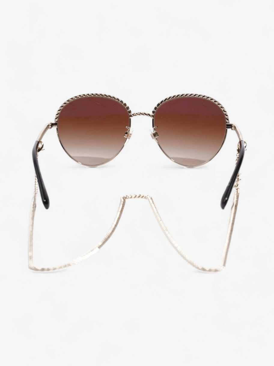 Chanel Round Chain Sunglasses Gold Base Metal 135mm Image 3