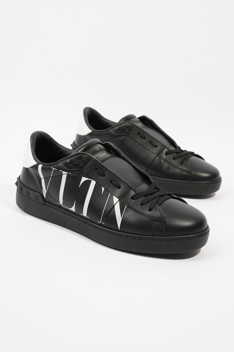  Valentino Open VLTN Sneaker Black / White Tab Leather EU 40 UK 6