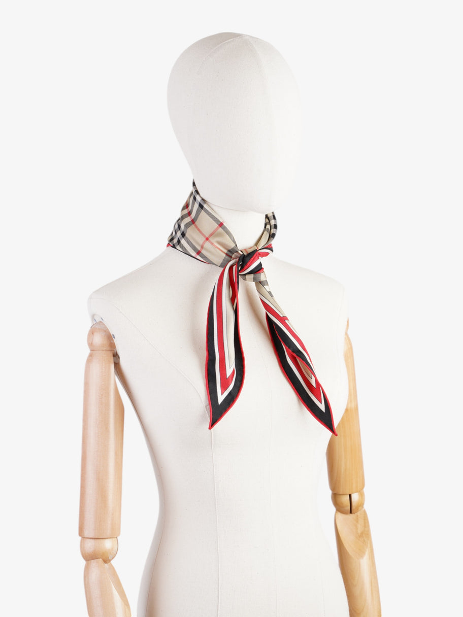 Burberry Vintage Check Losange Archive Beige / Red Silk Image 2