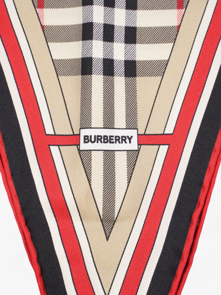 Burberry Vintage Check Losange Archive Beige / Red Silk Image 3