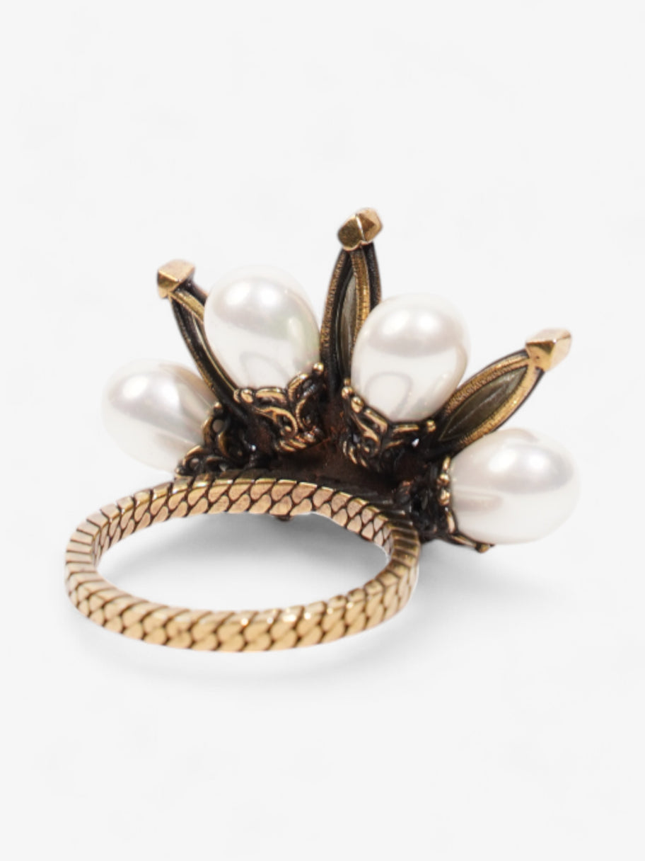 Gucci 3 In 1 Flower Ring Gold / Pearl Base Metal Small Image 5