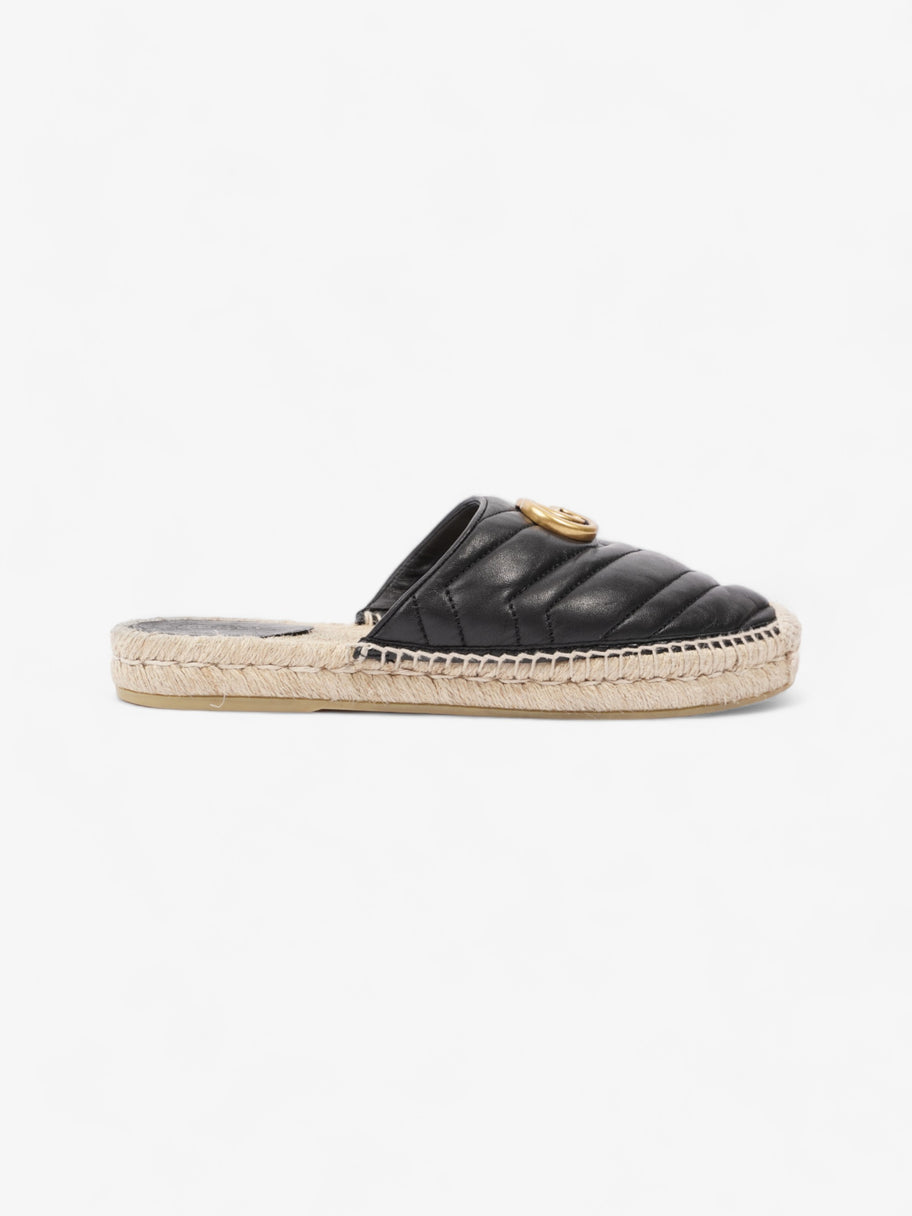 Gucci GG Flat Espadrille Black Leather EU 38 UK 5 Image 1