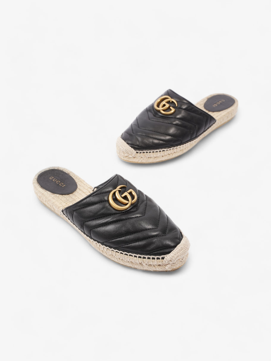 Gucci GG Flat Espadrille Black Leather EU 38 UK 5 Image 10