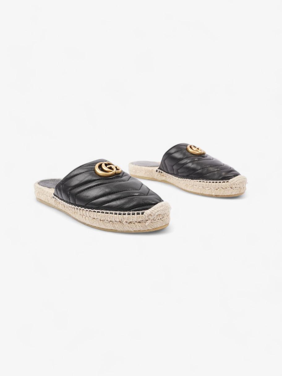 Gucci GG Flat Espadrille Black Leather EU 38 UK 5 Image 2