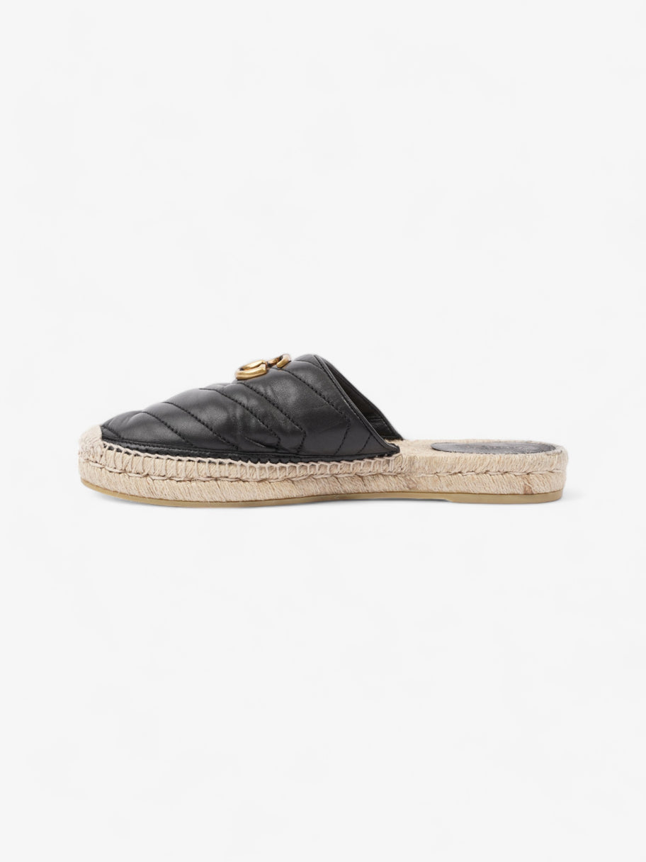 Gucci GG Flat Espadrille Black Leather EU 38 UK 5 Image 3