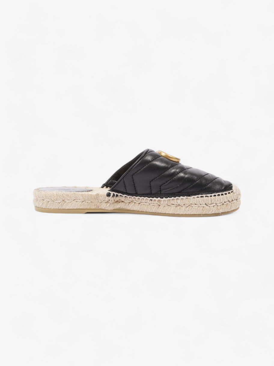 Gucci GG Flat Espadrille Black Leather EU 38 UK 5 Image 4