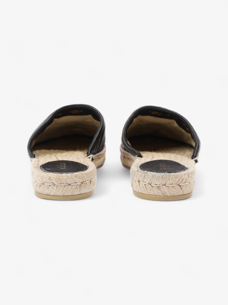 Gucci GG Flat Espadrille Black Leather EU 38 UK 5 Image 6