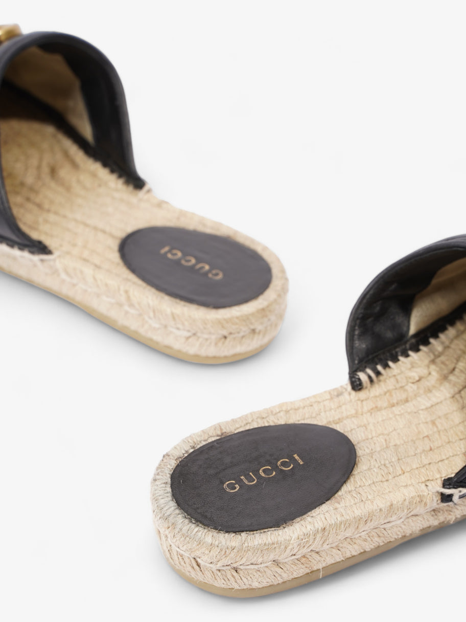 Gucci GG Flat Espadrille Black Leather EU 38 UK 5 Image 9