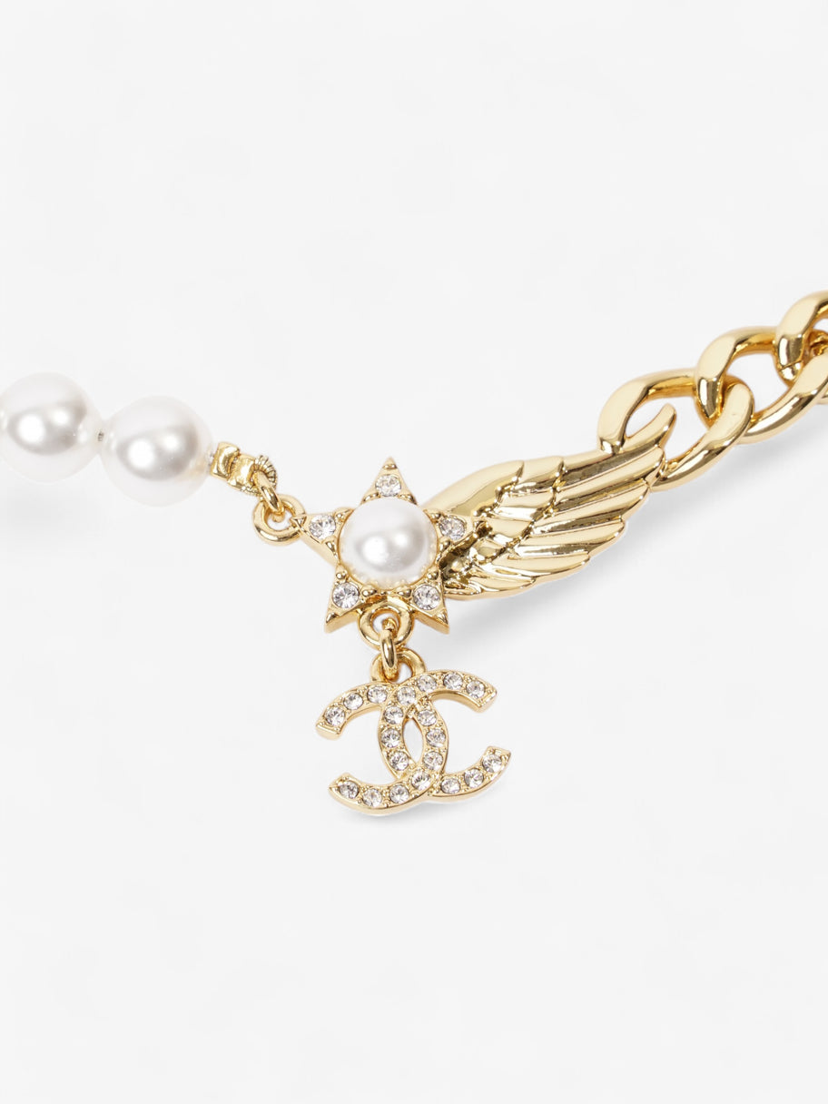 Chanel CC Star Wing Faux Pearl Choker Pearl / Gold Base Metal Image 2