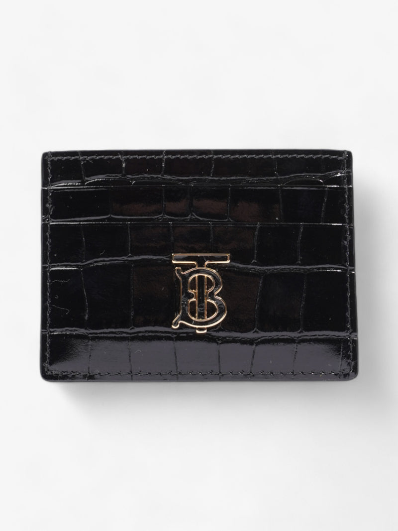  Burberry TB Card Holder Black Embossed Leather