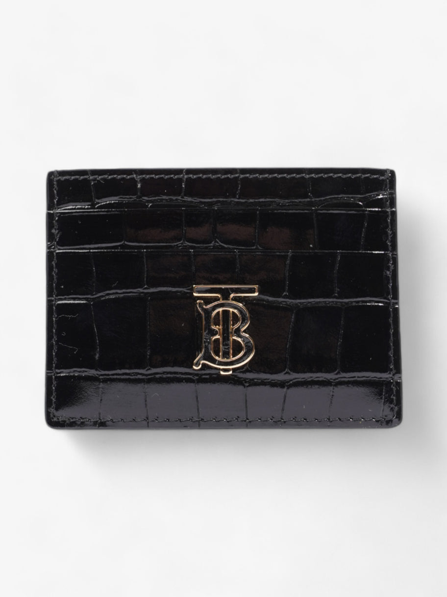 Burberry TB Card Holder Black Embossed Leather Image 1